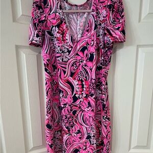 Lilly Pulitzer Vibrant Pink and Navy Mini Dress